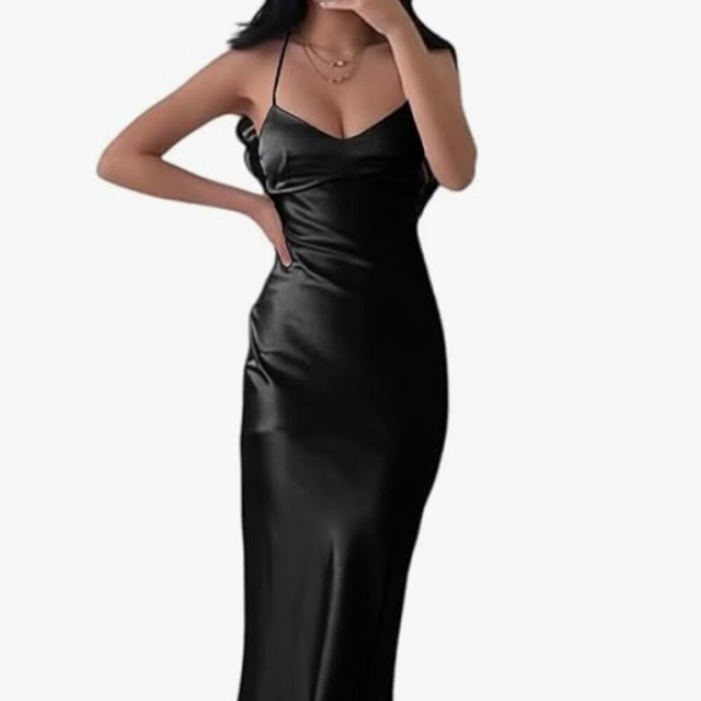 Satin Backless Formal Evening Gown